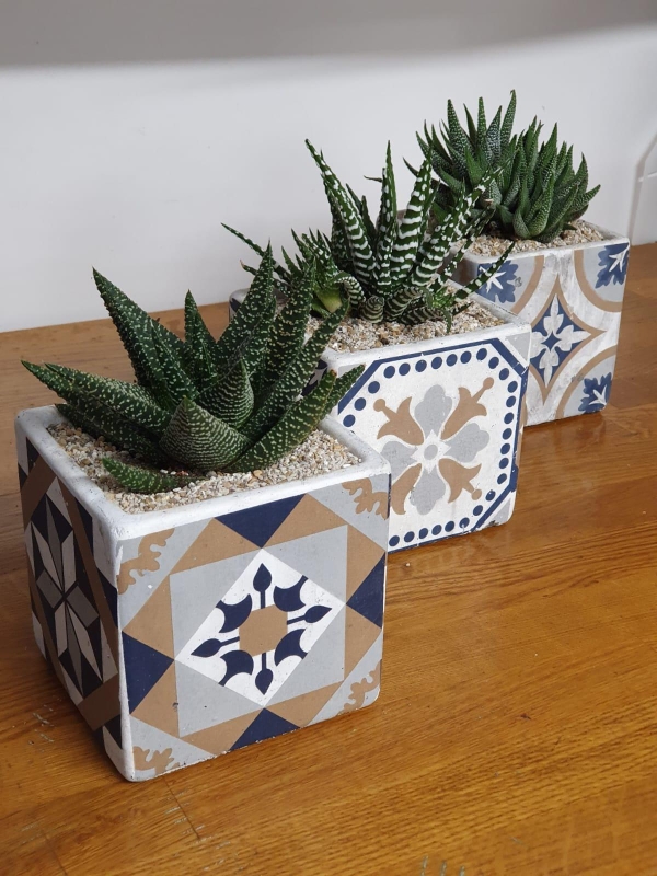 Portugese tiled  square pots