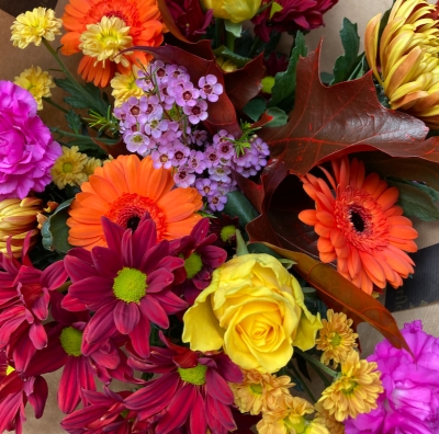 Autumn florists choice hand tied bouquet