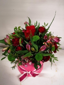 Valentine's Day hat box arrangement